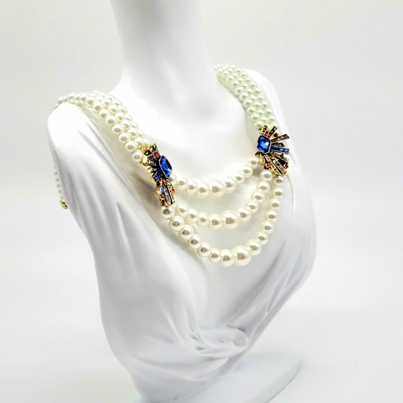 Heidi Daus Triple Strand Pearl Swag Necklace with Swarovski Crystal Stations - Picture 10 of 14